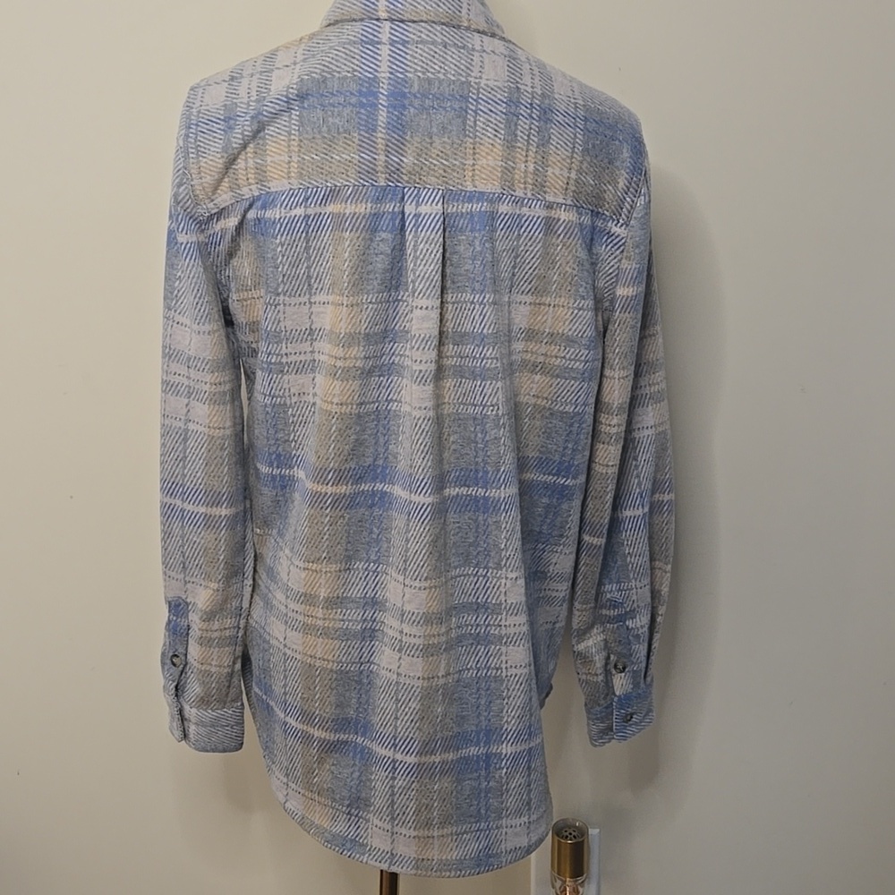 Casa Cabana Plaid Shacket – Blue Beige Grey Overshirt Medium Fall Transitional - Picture 4 of 6